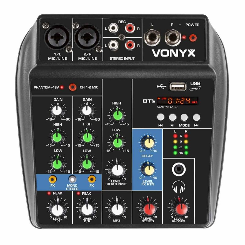 Vonyx VMM100 Mixer 3ch USB BT